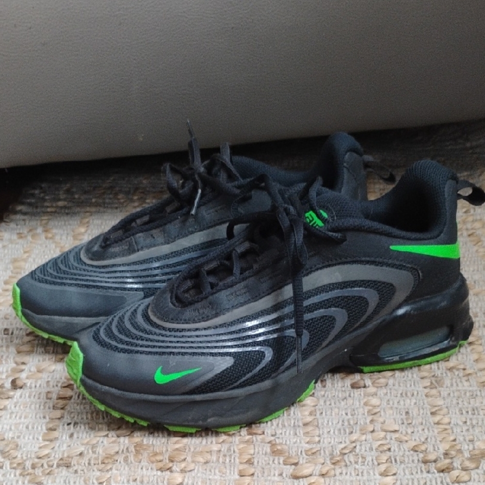 6Y, Nike Black and Neon Green Air Max Sneakers
